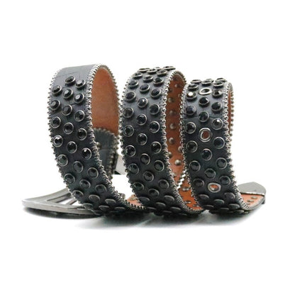Black Rhinestone Rivet Punk Style Women's Belt
