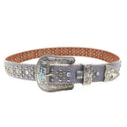 Gray-Purple Rhinestone Rivet Retro Style Women's Belt