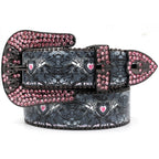 Punk Style Spider Heart Pink Rhinestone Black Belt