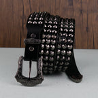 Punk Style Studded Carved Buckle Black Belt