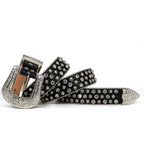 Punk Style Black Belt with Rhinestone Studs