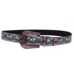 Punk Style Spider Heart Pink Rhinestone Black Belt