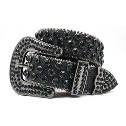 Black Rhinestone Rivet Punk Style Women's Belt