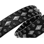Punk Style Black Belt with Rose & Diamond Studs
