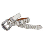 White Rhinestone Letter Western Style Belt