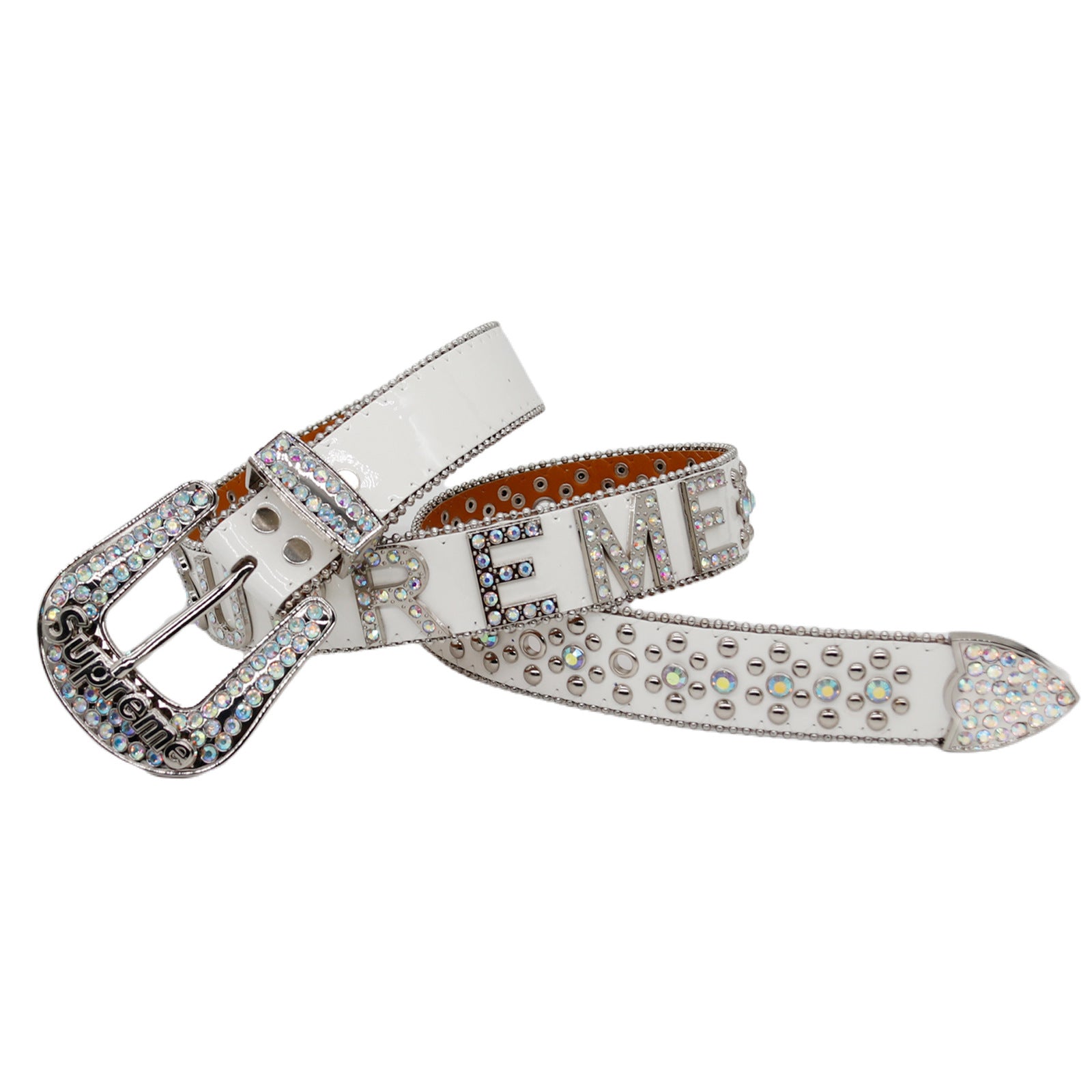 White Rhinestone Letter Western Style Belt