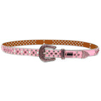 Pink Snake Print Rhinestone Punk Style Belt