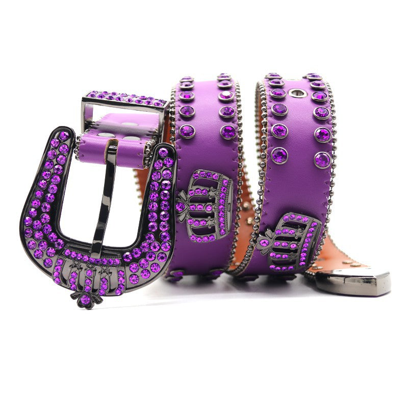 Purple Crown Rhinestone Punk Style Belt