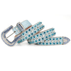 Blue Rhinestone Stud Western Style Belt