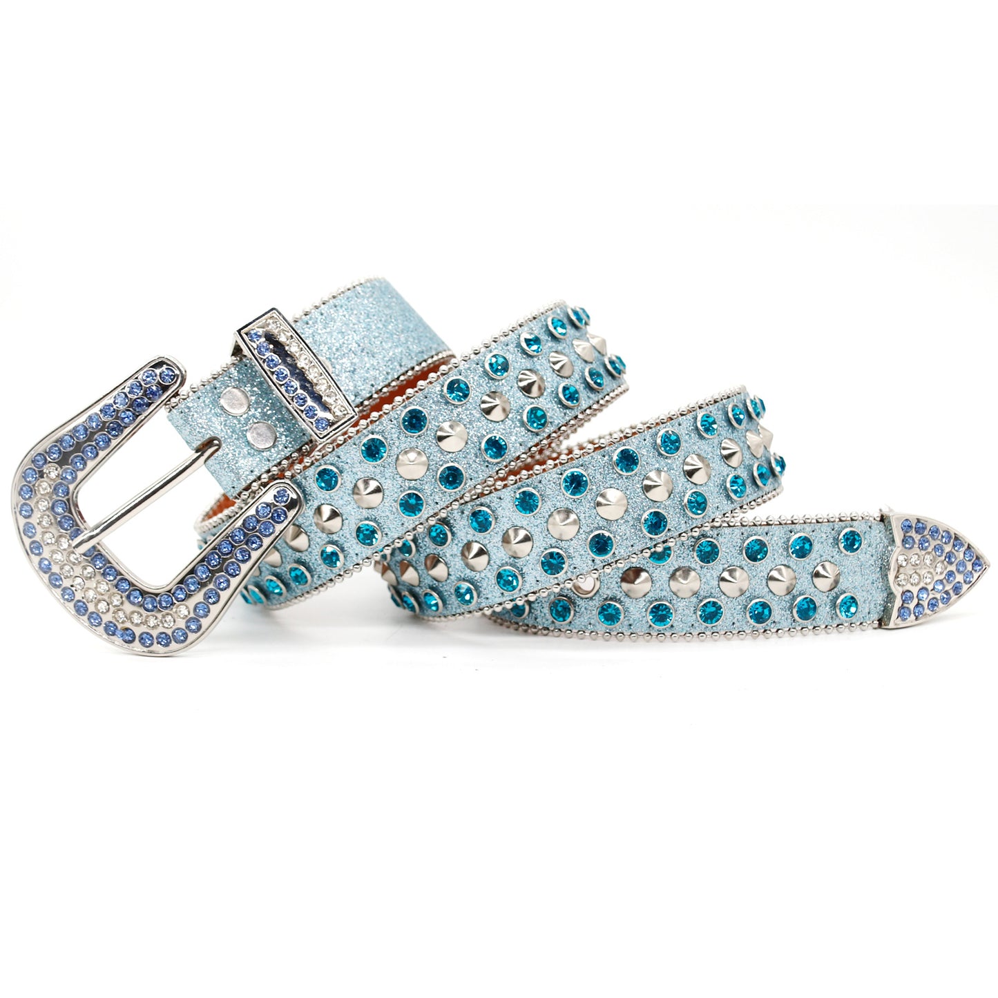 Blue Rhinestone Stud Western Style Belt