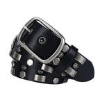 Rivet Punk Style Black Leather Belt
