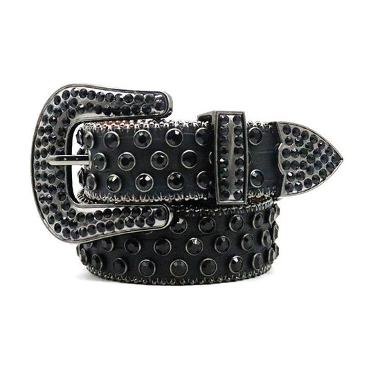 Black Rhinestone Rivet Punk Style Women's Belt