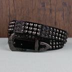Punk Style Studded Carved Buckle Black Belt